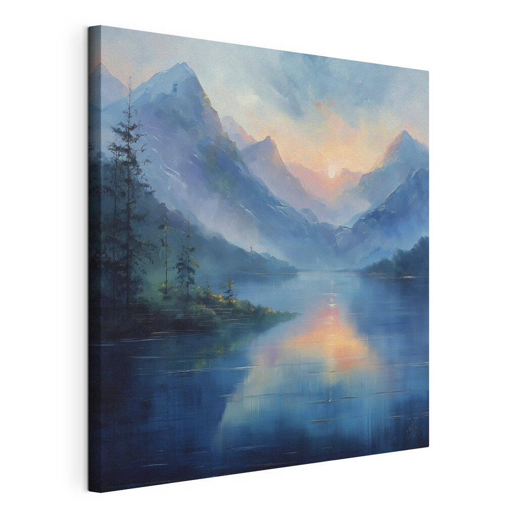 Bergsee im blauen Abendnebel — Produktansicht