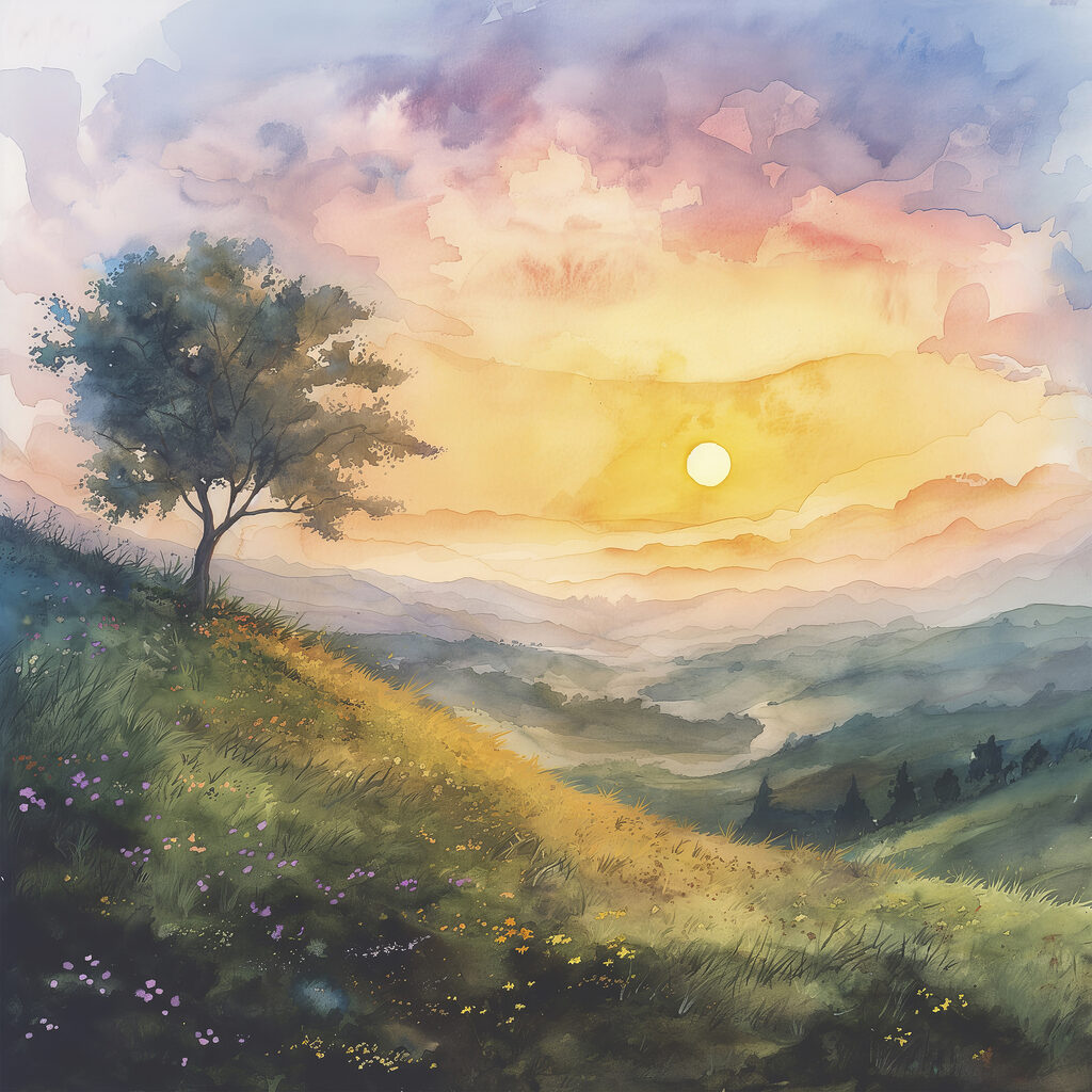 Baum grüßt die Morgensonne — ganzes Design