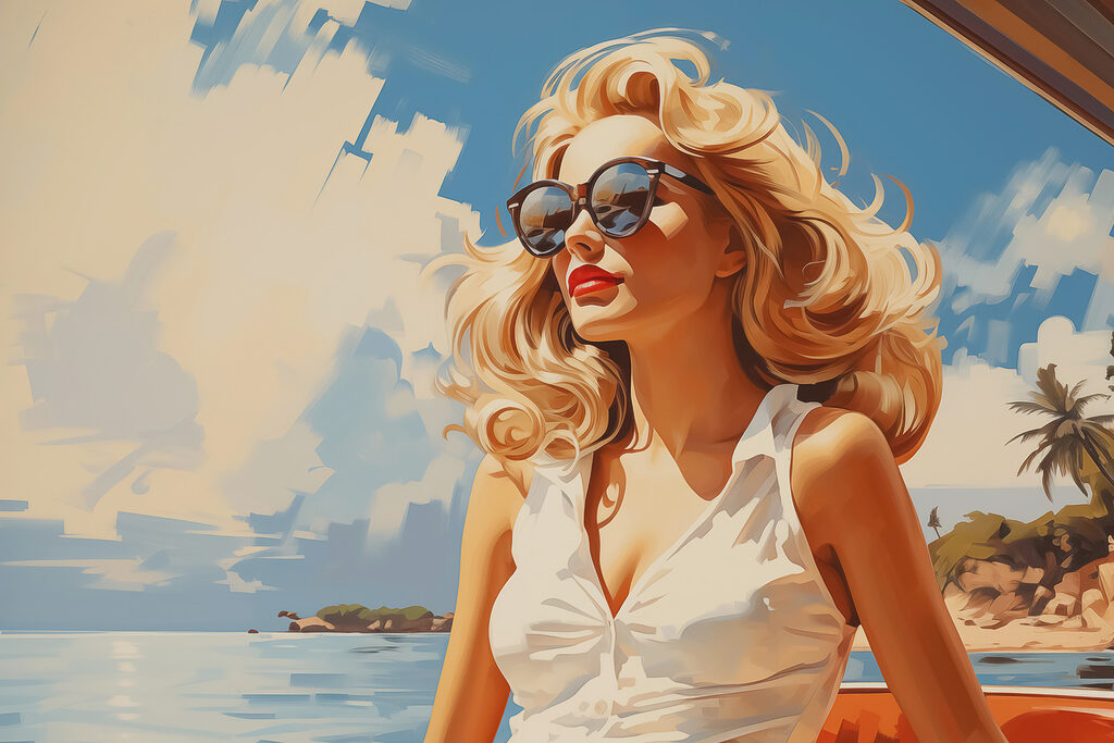 Sonnenbrille unter Sommerhimmel — ganzes Design