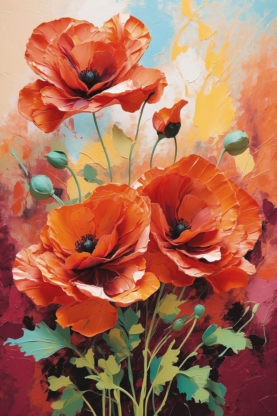Orangefarbener Mohn — ganzes Design