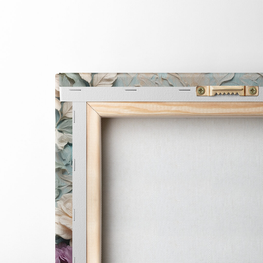 Pastellblüten zwischen kühlen Blättern — Rückseite