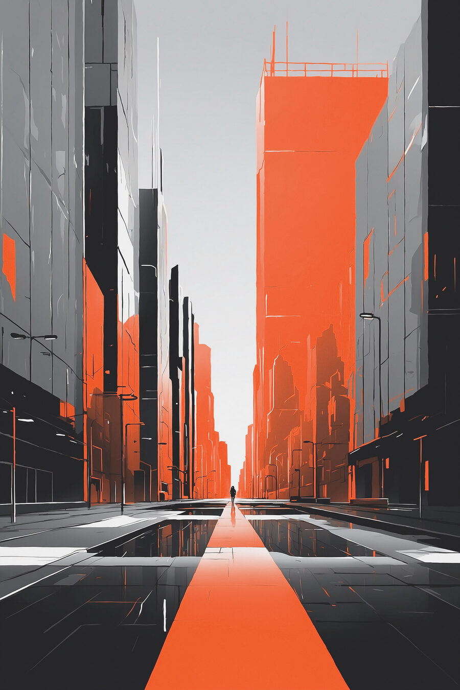 Häuserflucht in Orange — ganzes Design