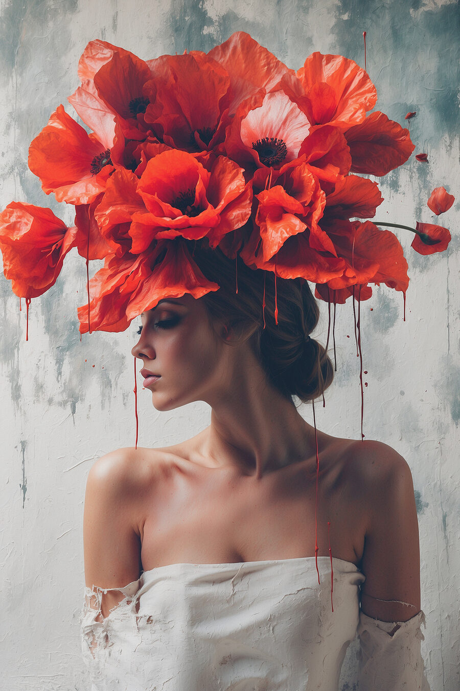 Hut aus Mohnblüten — ganzes Design