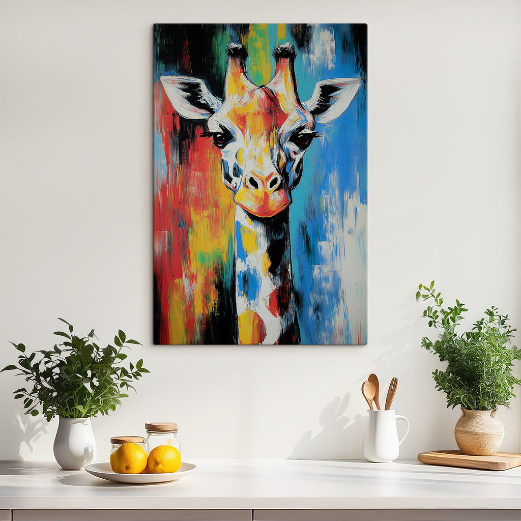 Giraffenblick zwischen Farbbahnen — Interieur 4