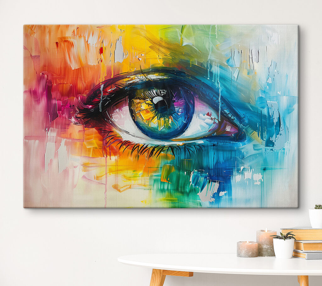 Regenbogen im Auge in einem Interieur