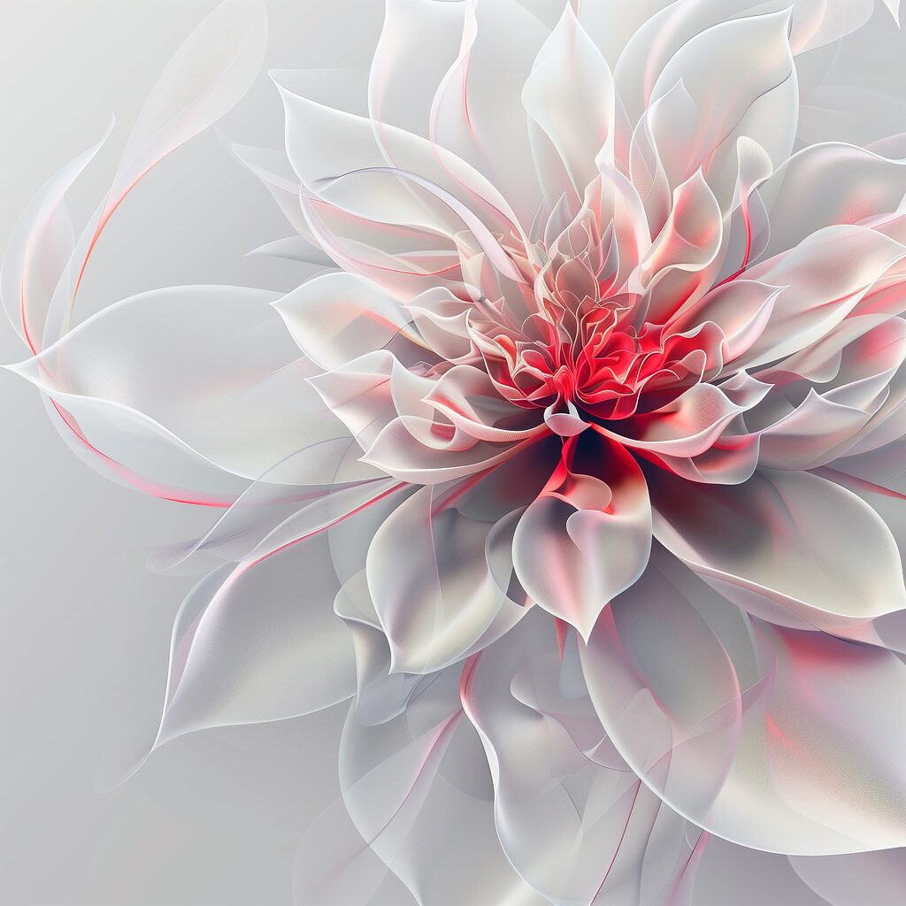 Blüte mit rosarotem Herzen — ganzes Design
