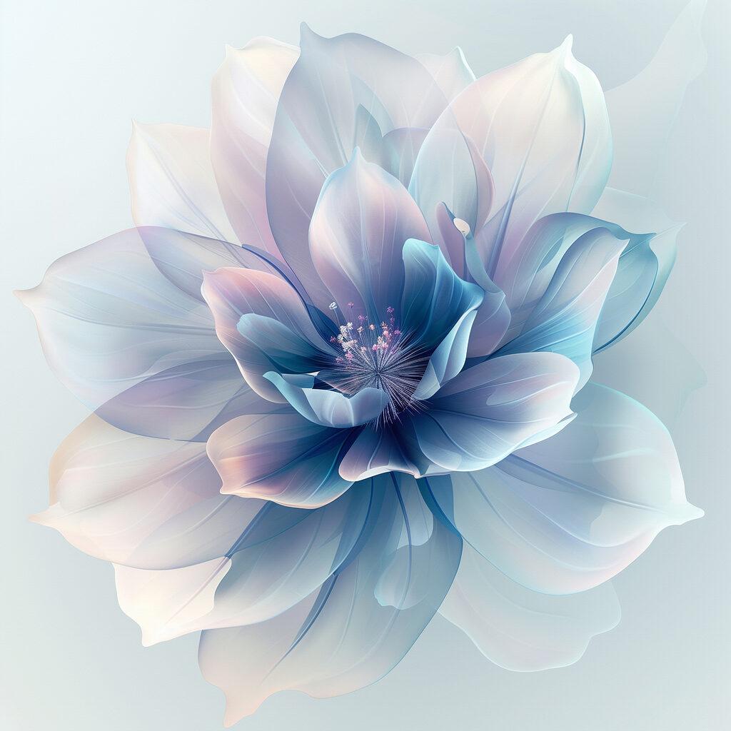 Blaue Blüte in Pastell — ganzes Design