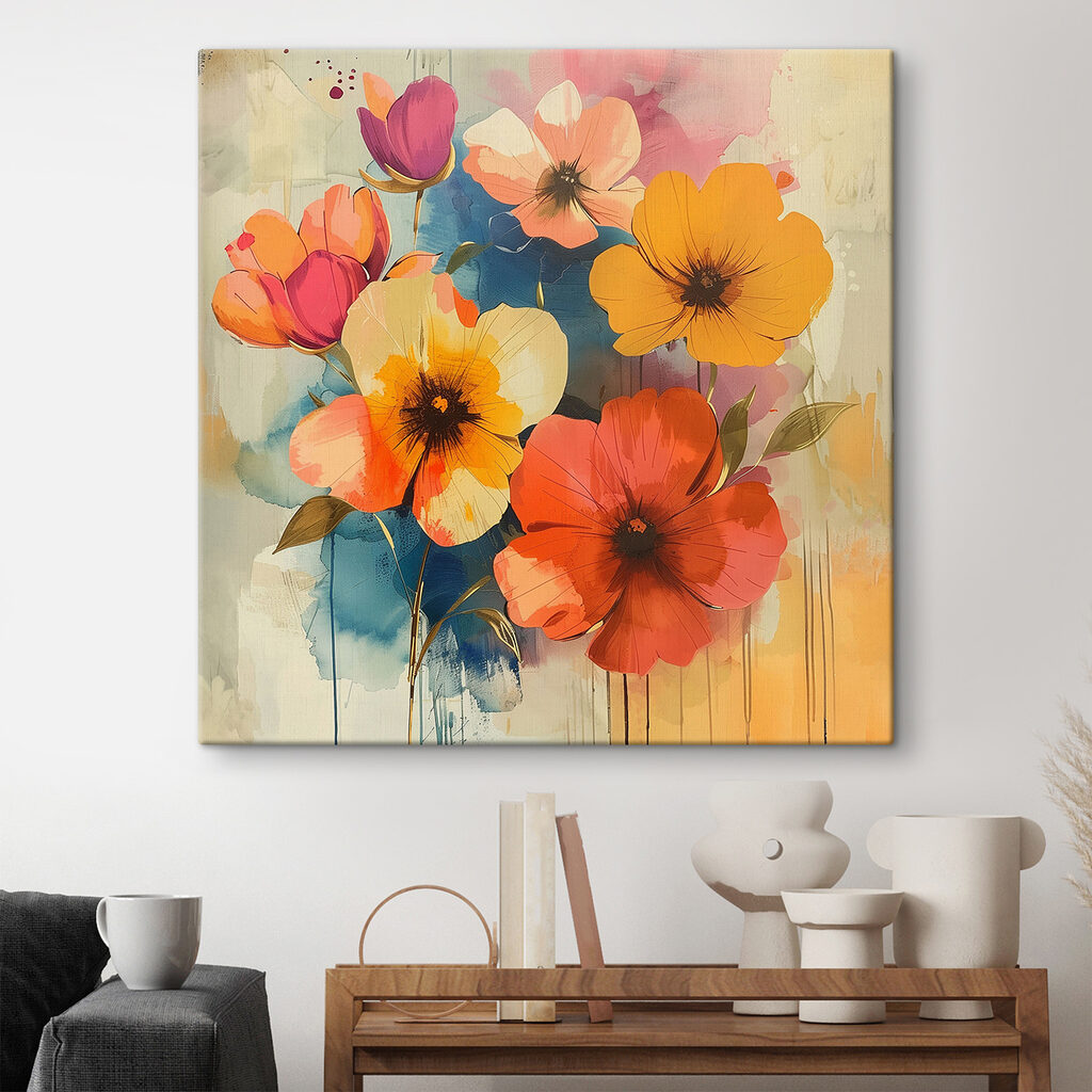 Warme Blüten in Farbflächen — Interieur 1