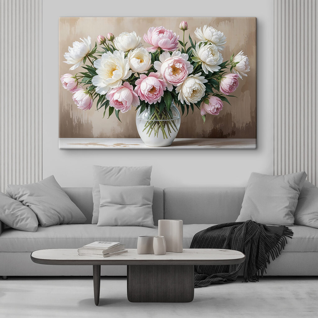 Pfingstrosenstrauß in einem Interieur
