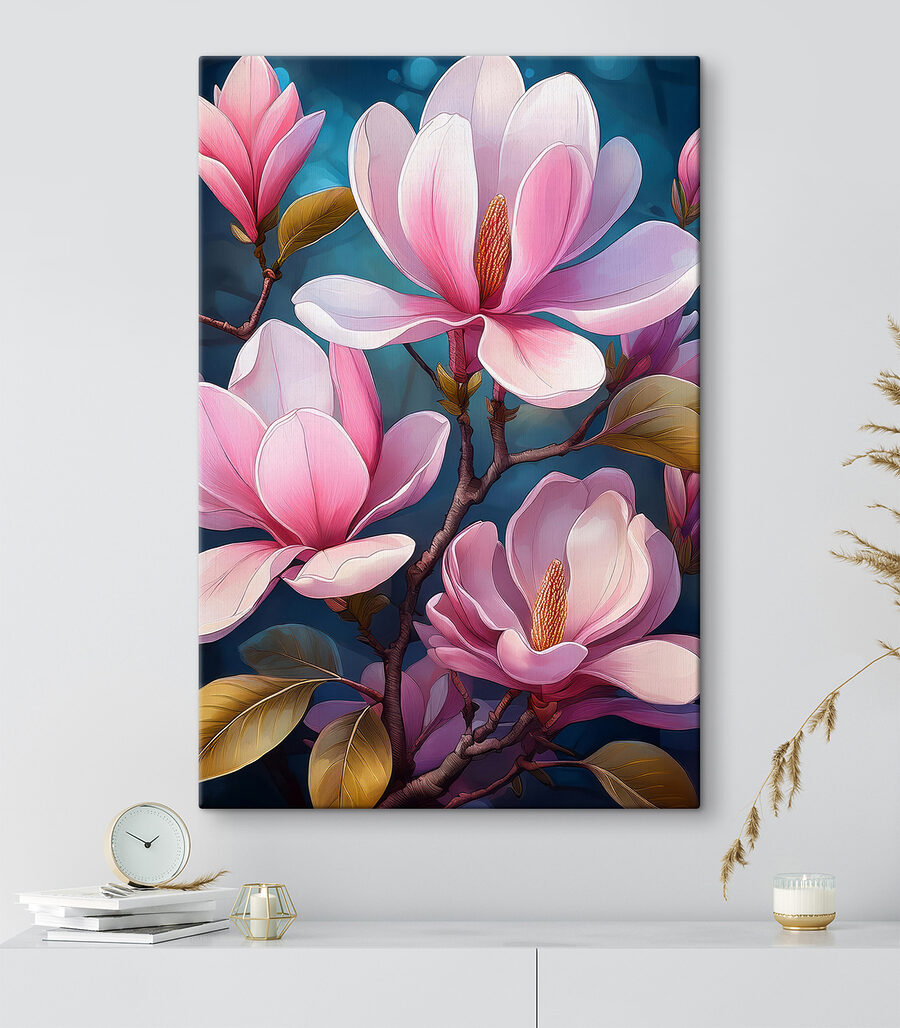 Rosa Magnolie auf Nachtblau — Interieur 2