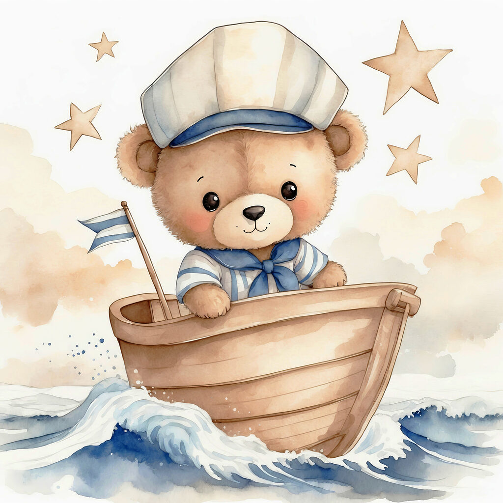 Bärchen im Ruderboot — ganzes Design