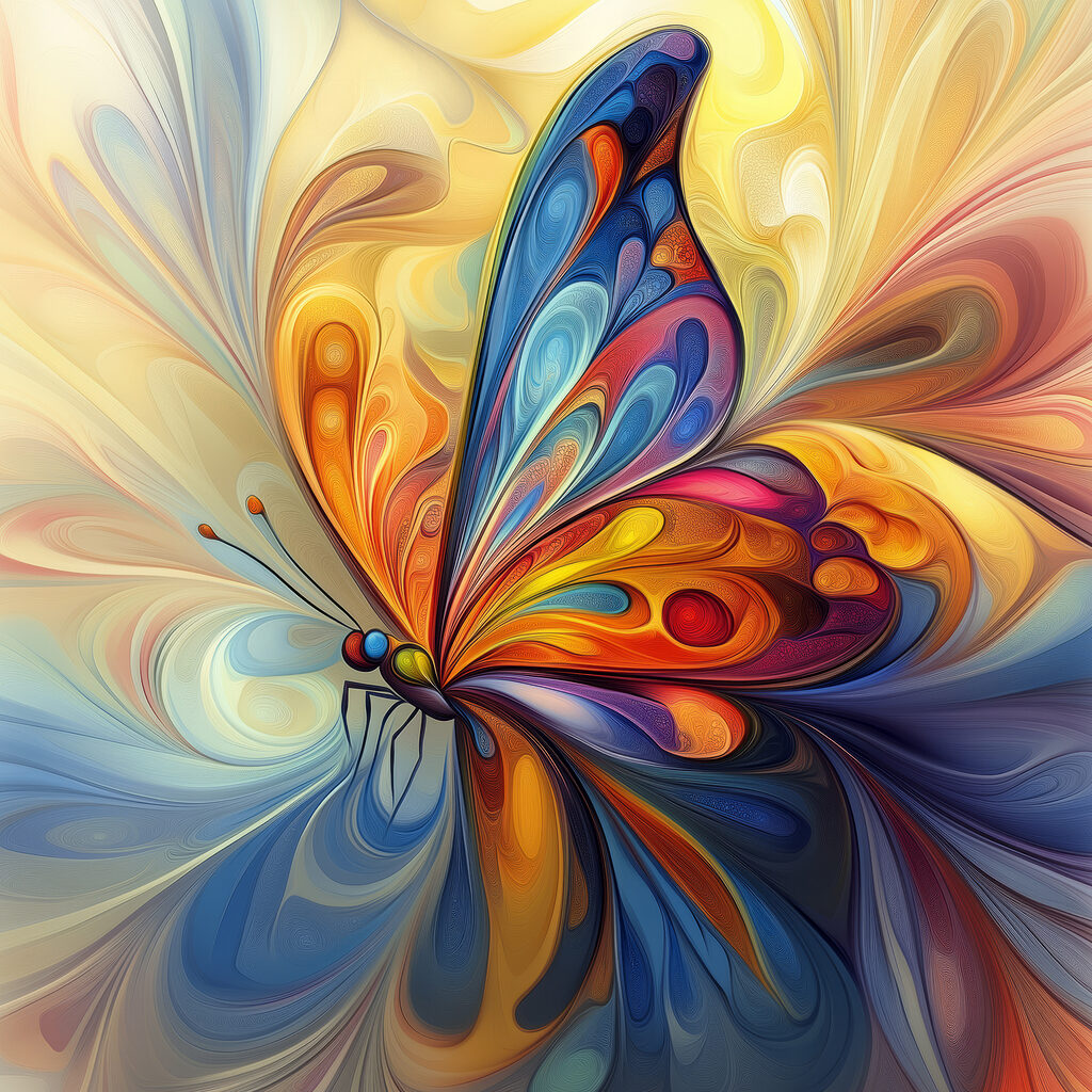 Schmetterling aus Farbwirbeln — ganzes Design