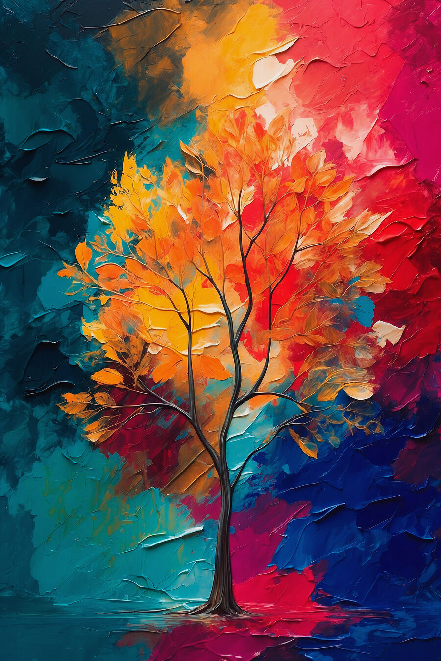 Baum zwischen Farben — ganzes Design