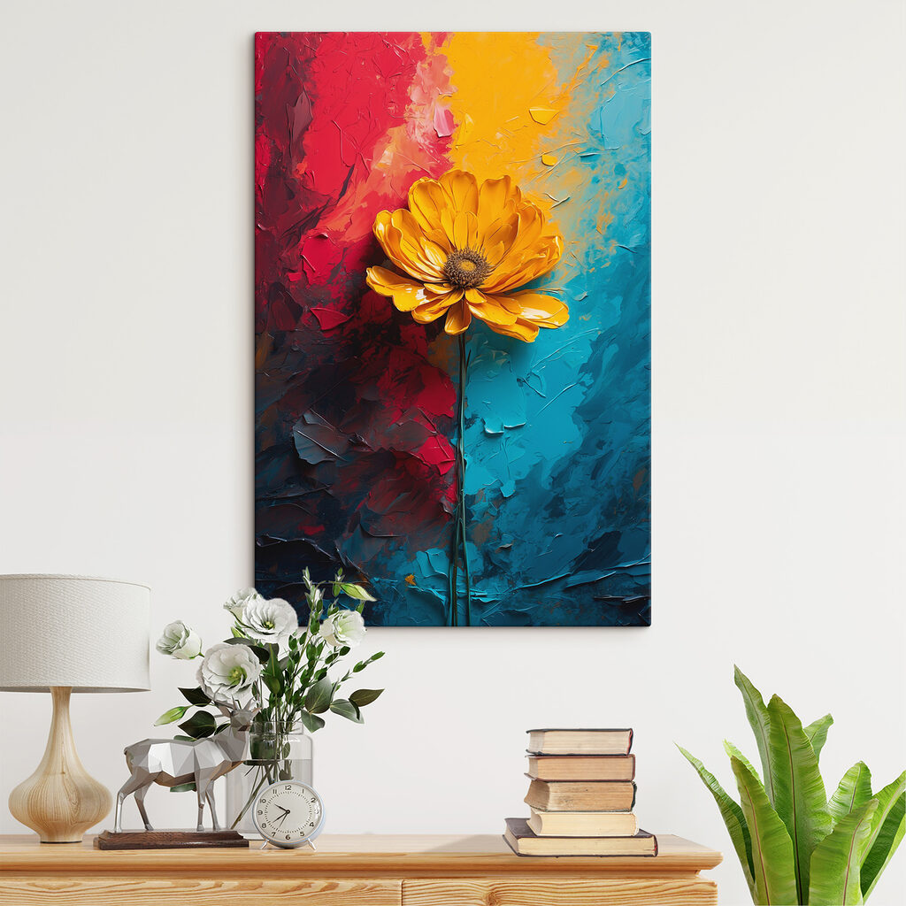 Gelbe Blume zwischen Farbbahnen — Interieur 3