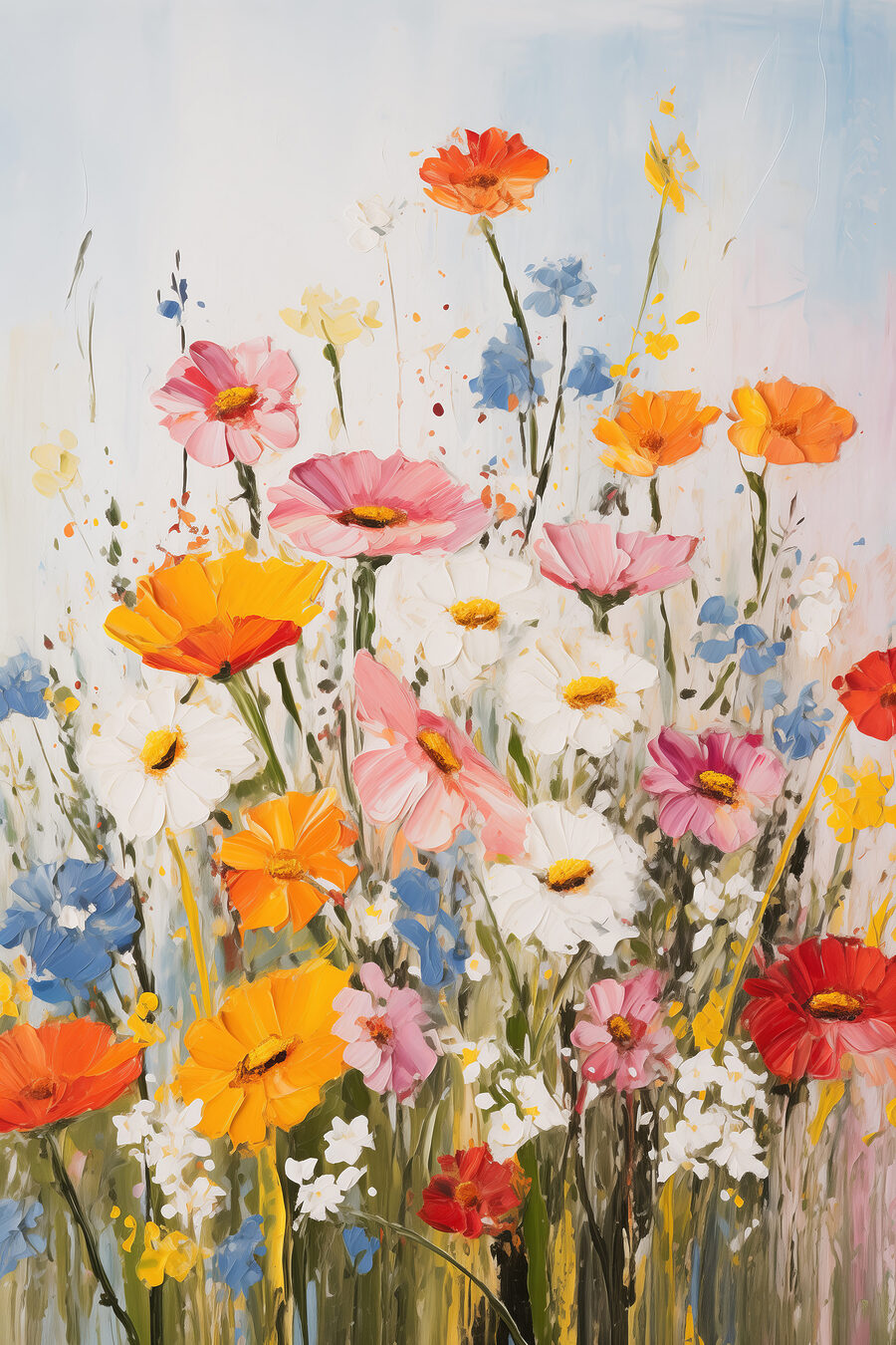 Blüten an feinen Linien — ganzes Design