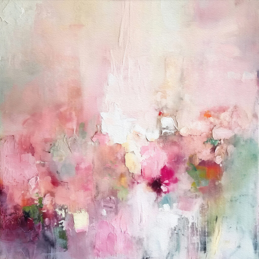 Rosa Licht zwischen Farbflecken — ganzes Design
