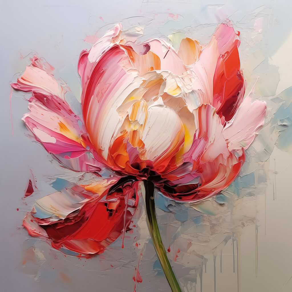 Tulpe in rosa Pinselstrichen — ganzes Design