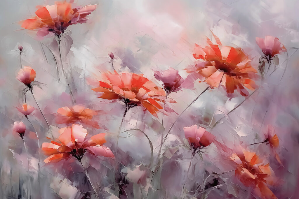 Korallenblüten an feinen Stielen — ganzes Design