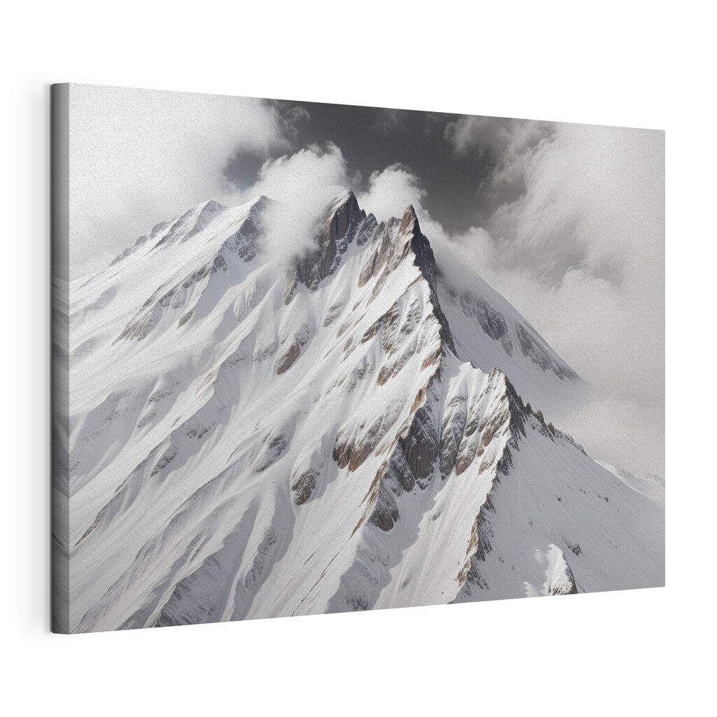 Schneegrat in Schwarz-Weiß, gespannte Leinwand mit umlaufender Kante