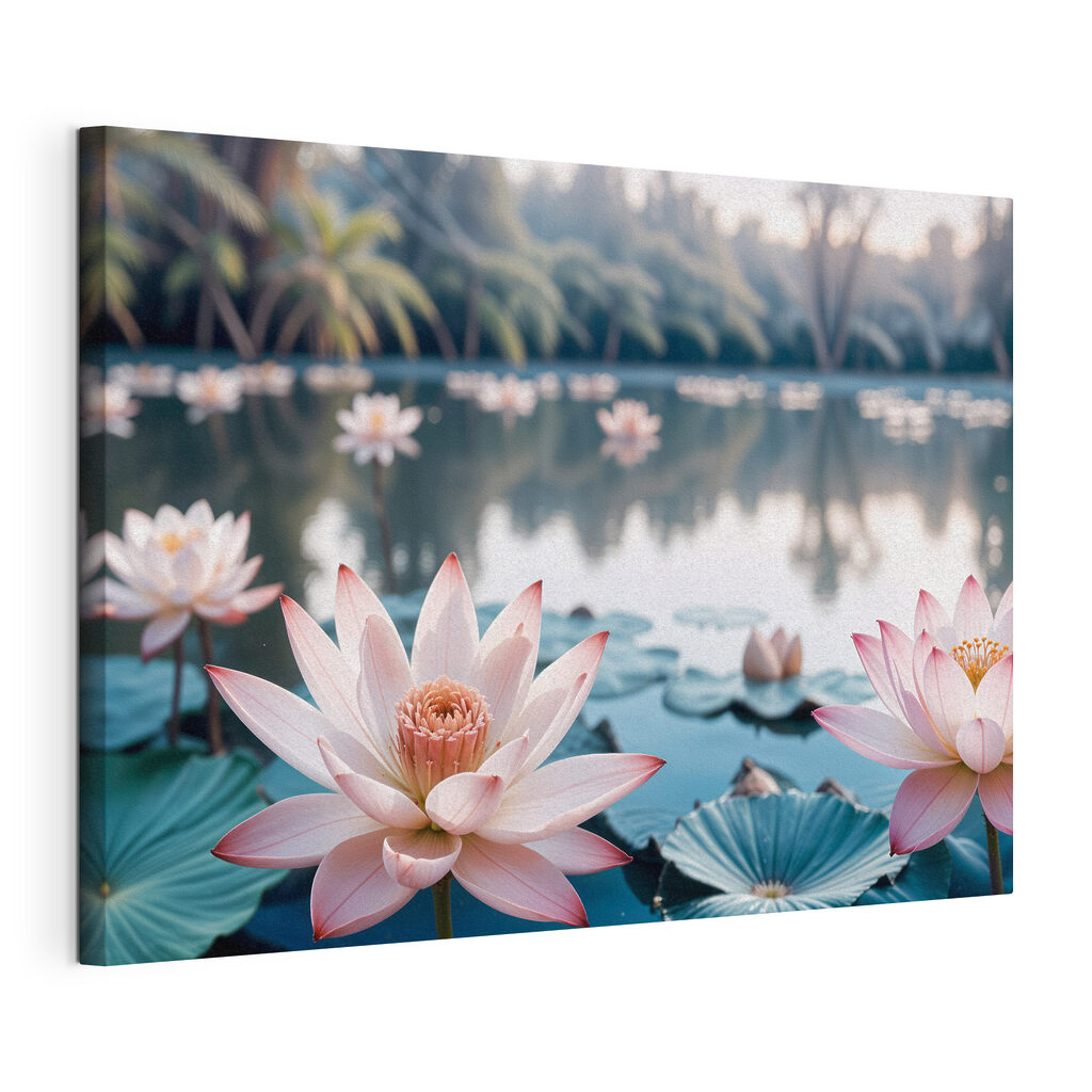 Lotus vor dunklen Palmen — Produktansicht