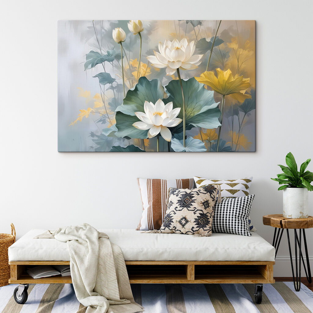 Lotus in sonnigen Tönen in einem Interieur
