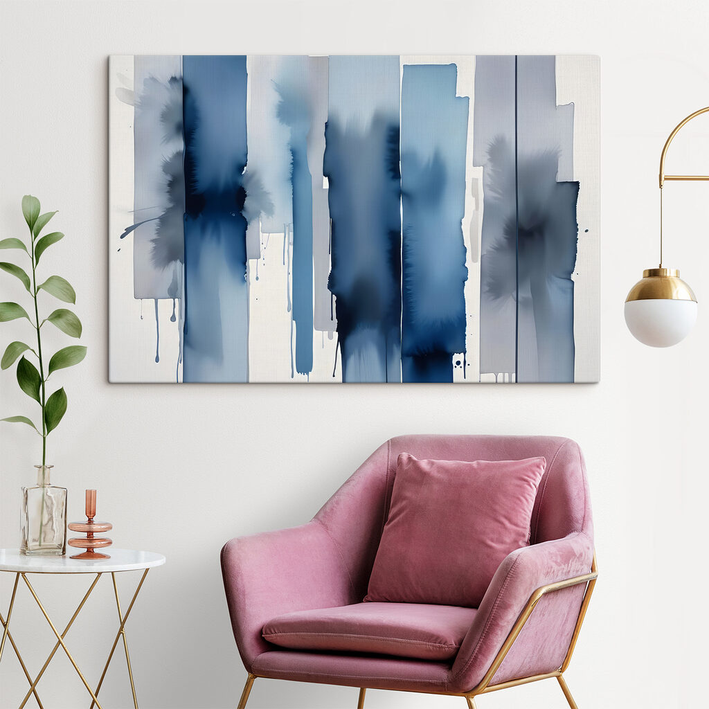 Blaue Streifen mit Tropfen — Interieur 1