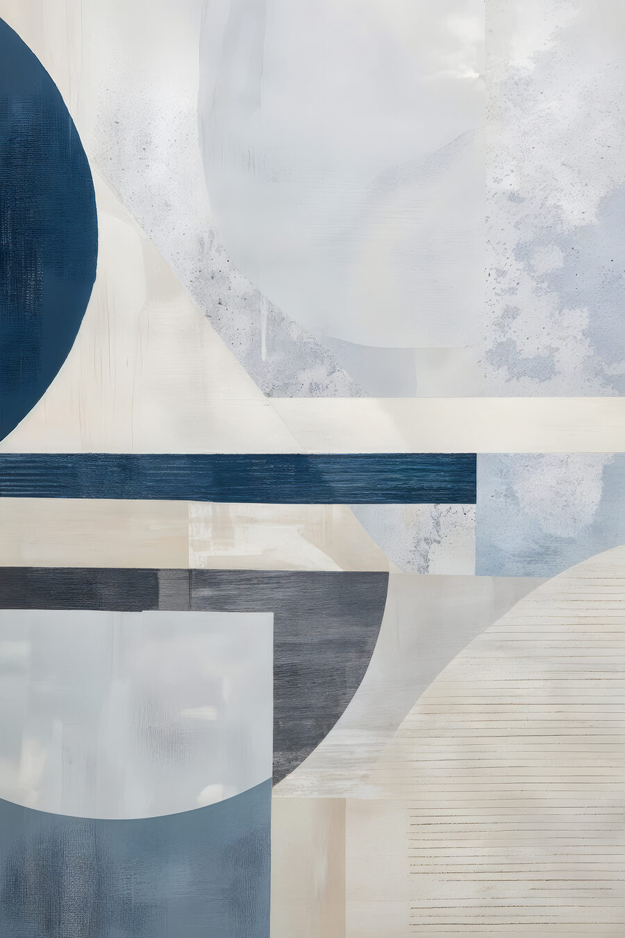 Blaue Bögen auf Kreideweiß — ganzes Design