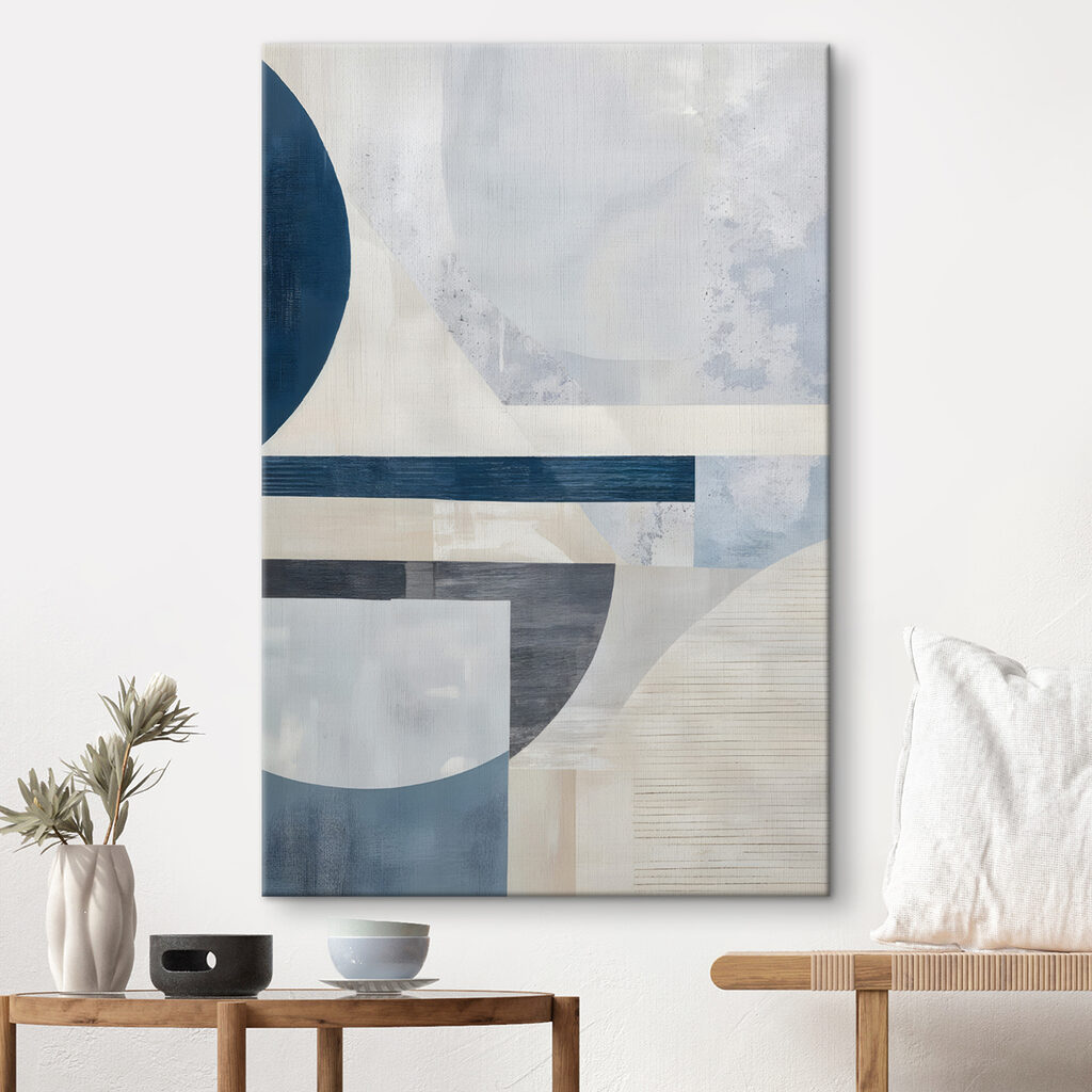 Blaue Bögen auf Kreideweiß — Interieur 1