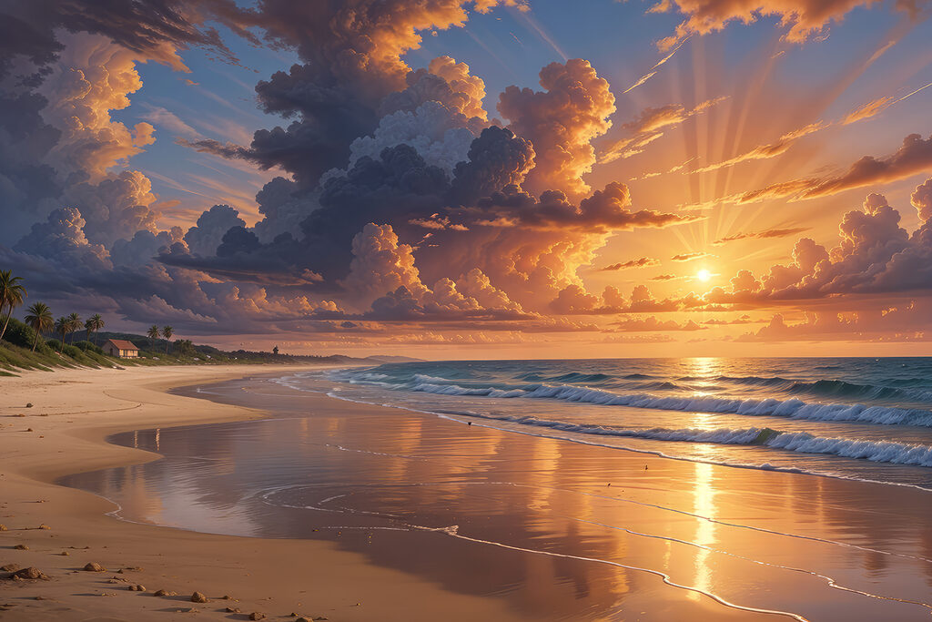Abendglut am Sandstrand — ganzes Design