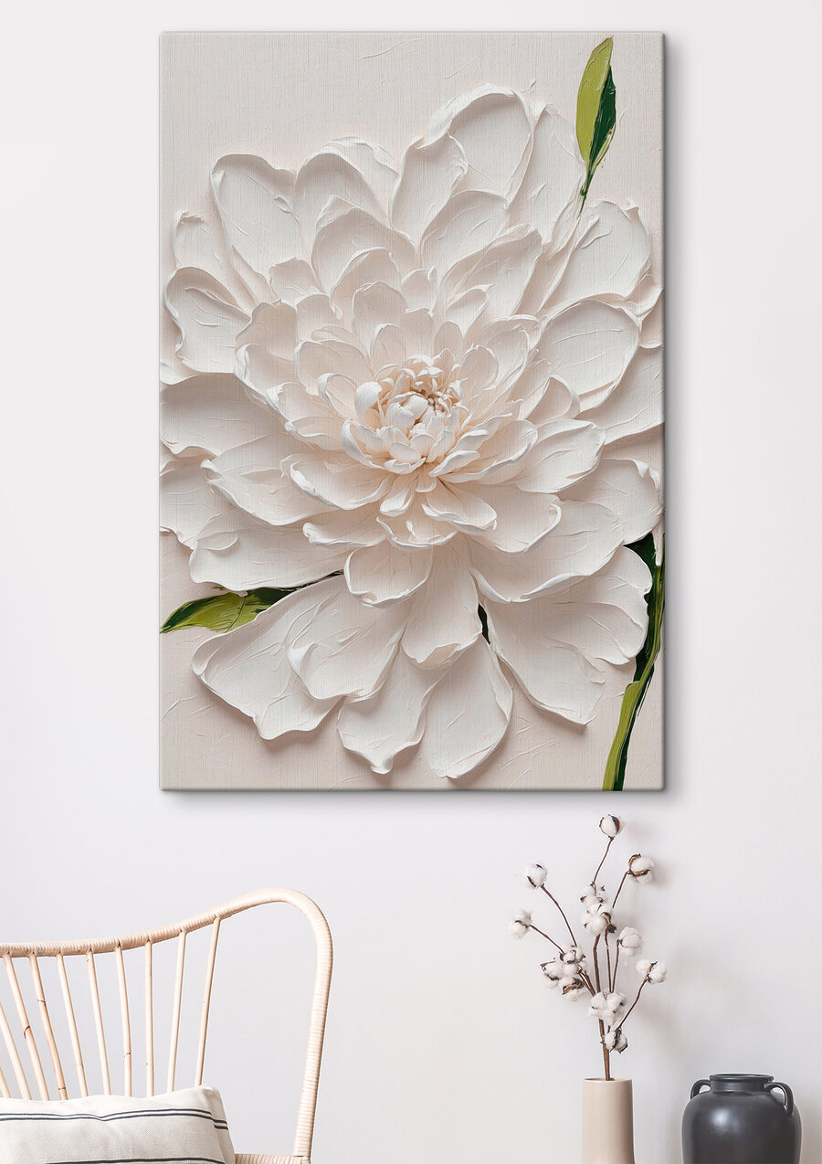 Weiße Blüte, grüne Akzente — Interieur 1