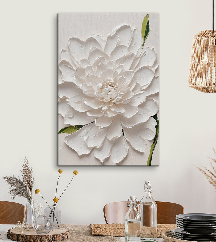 Weiße Blüte, grüne Akzente — Interieur 3