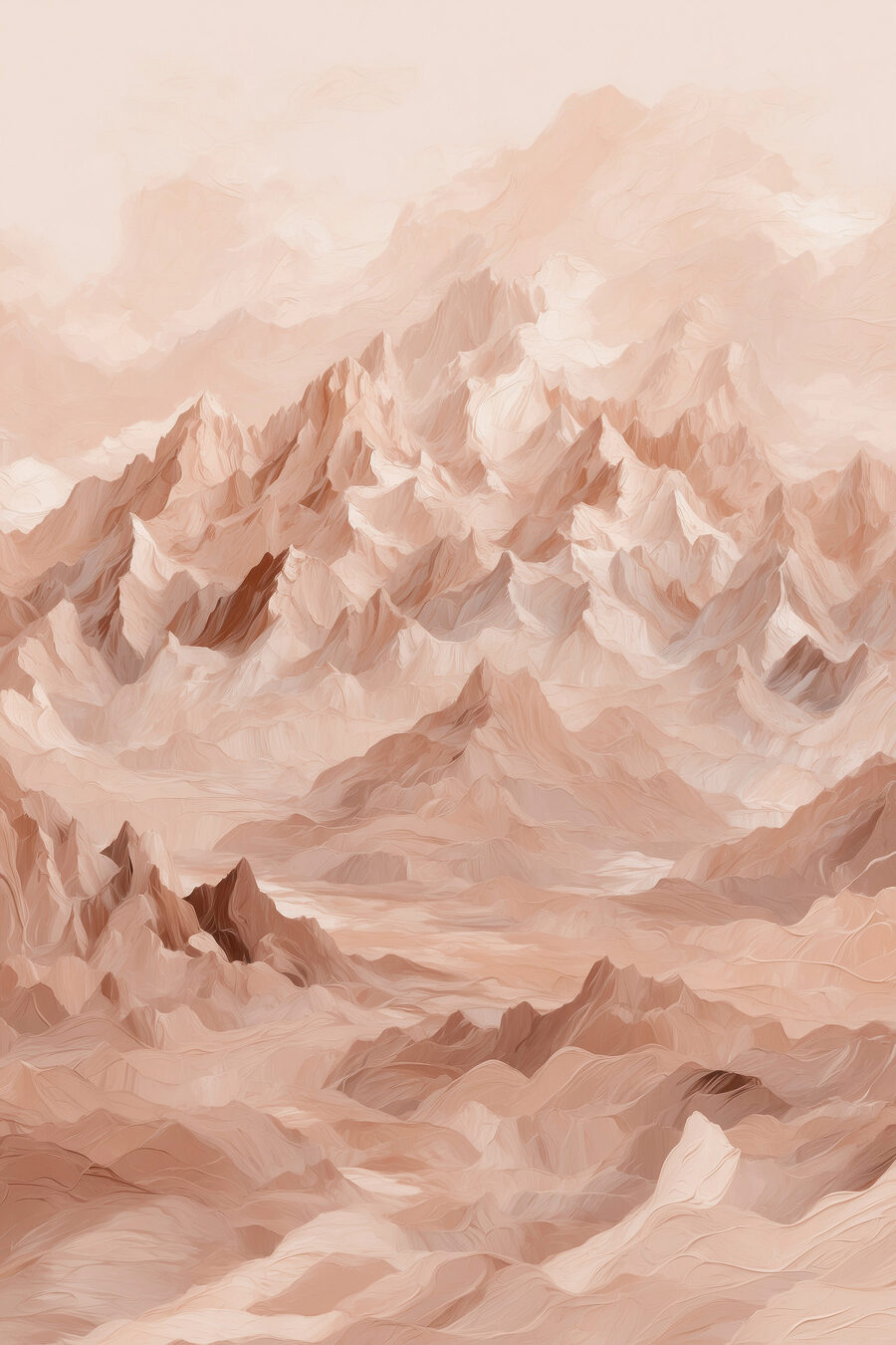 Rosa Berggipfel im Nebel — ganzes Design