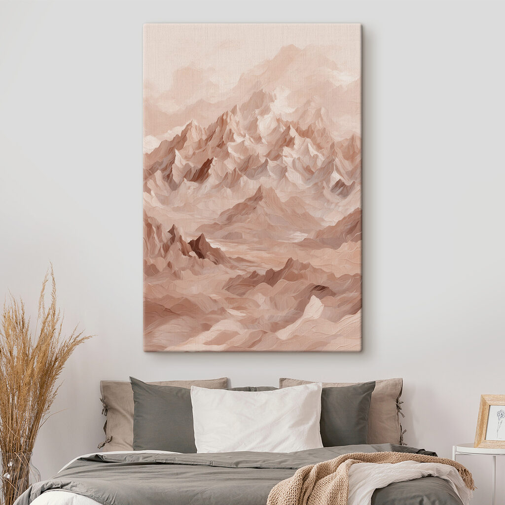 Rosa Berggipfel im Nebel — Interieur 2