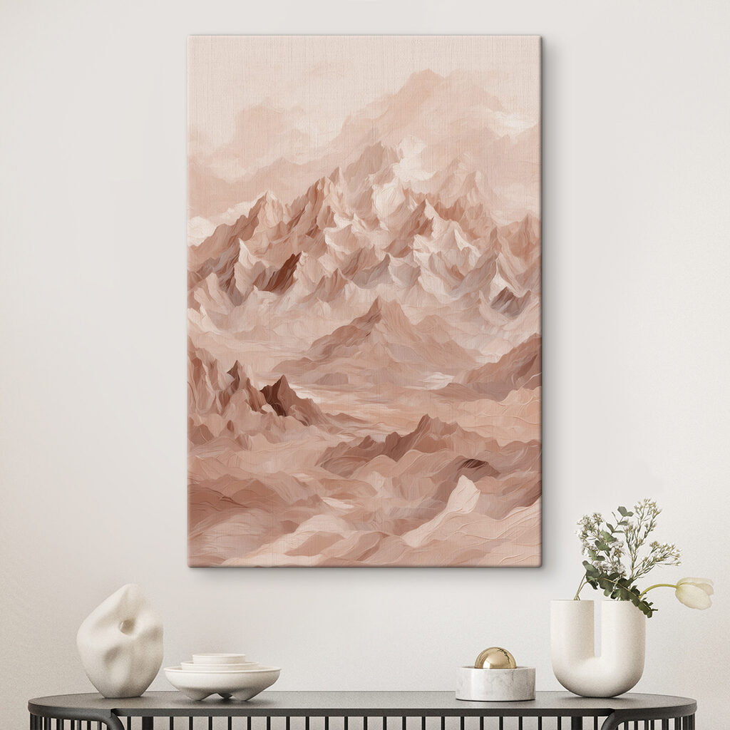 Rosa Berggipfel im Nebel — Interieur 1