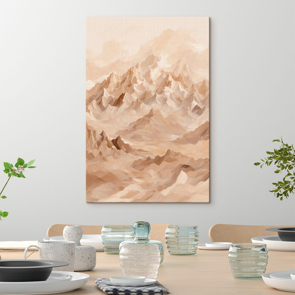 Rosa Berggipfel im Nebel — Interieur 4
