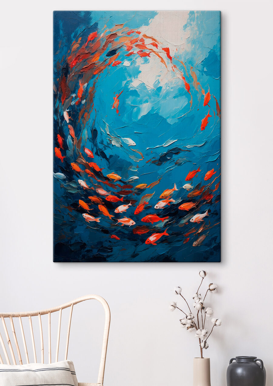 Fische im Farbenkreis in einem Interieur