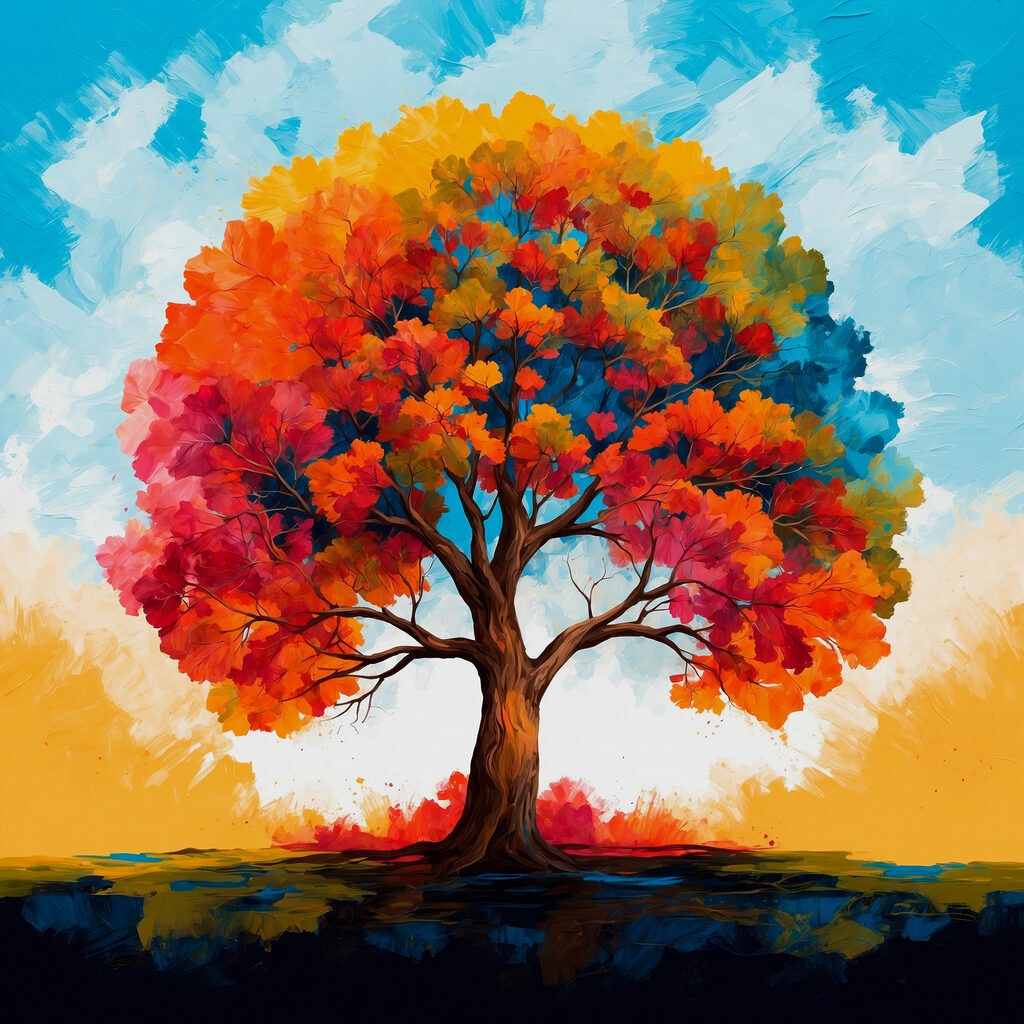 Baum in Herbstfarben — ganzes Design
