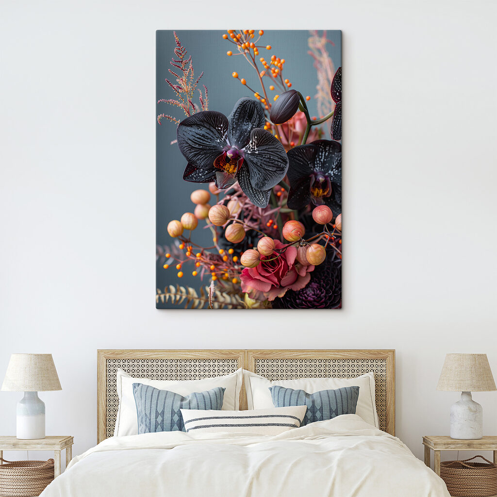 Schwarze Orchidee zwischen Beeren — Interieur 2