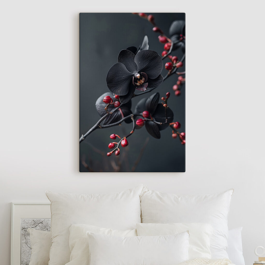Schwarze Orchidee am Beerenzweig — Interieur 2