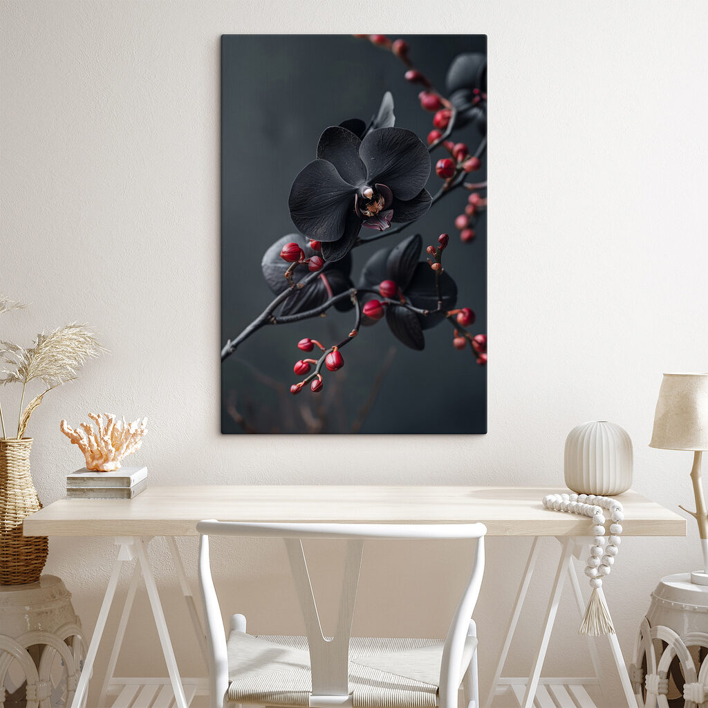 Schwarze Orchidee am Beerenzweig — Interieur 1