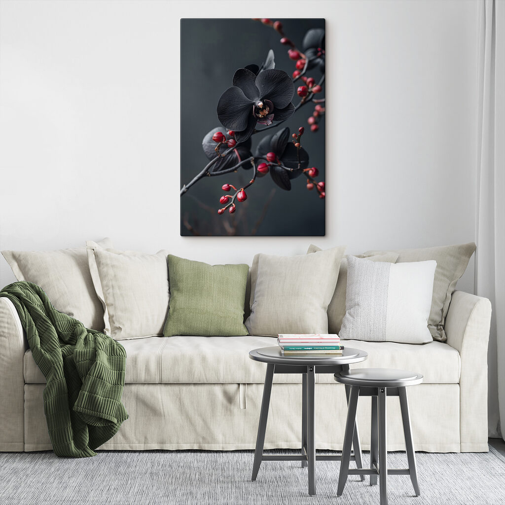 Schwarze Orchidee am Beerenzweig — Interieur 3