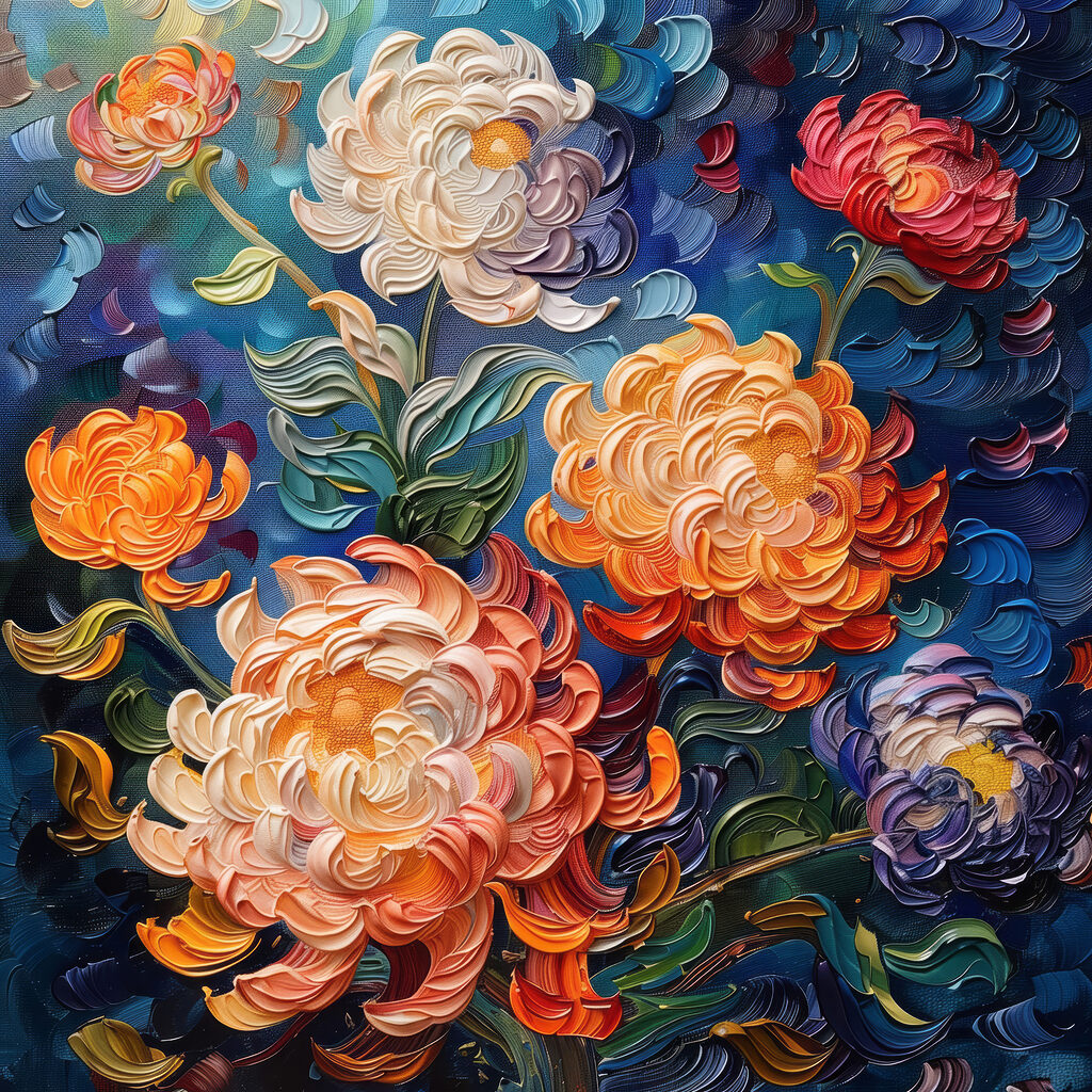Blumen in dicken Pinselstrichen — ganzes Design