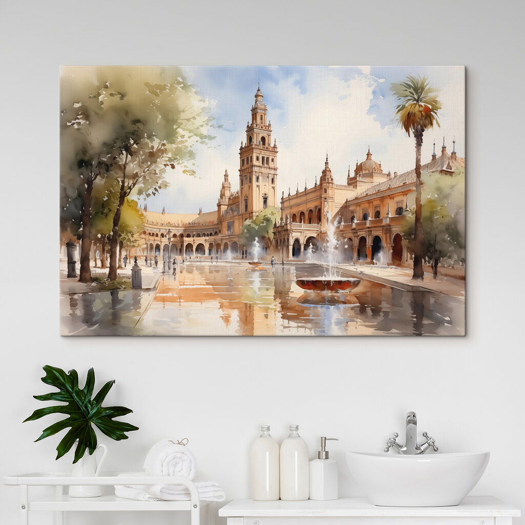 Sevilla in hellem Aquarell in einem Interieur