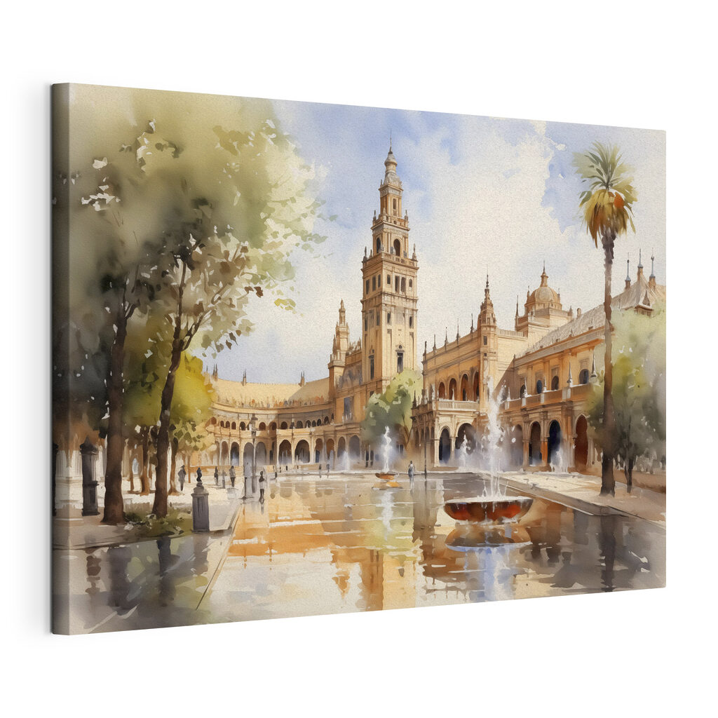 Sevilla in hellem Aquarell, gespannte Leinwand mit umlaufender Kante