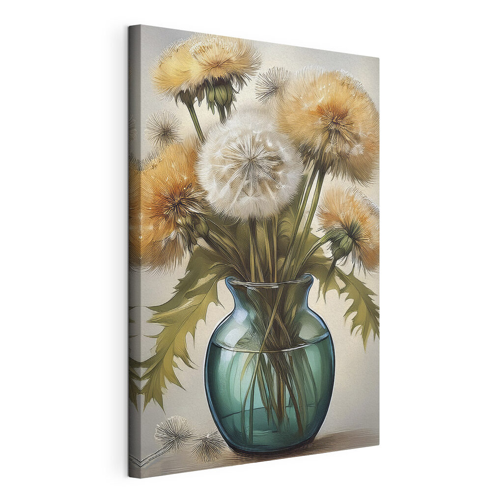 Pusteblumen im Glas, gespannte Leinwand mit umlaufender Kante