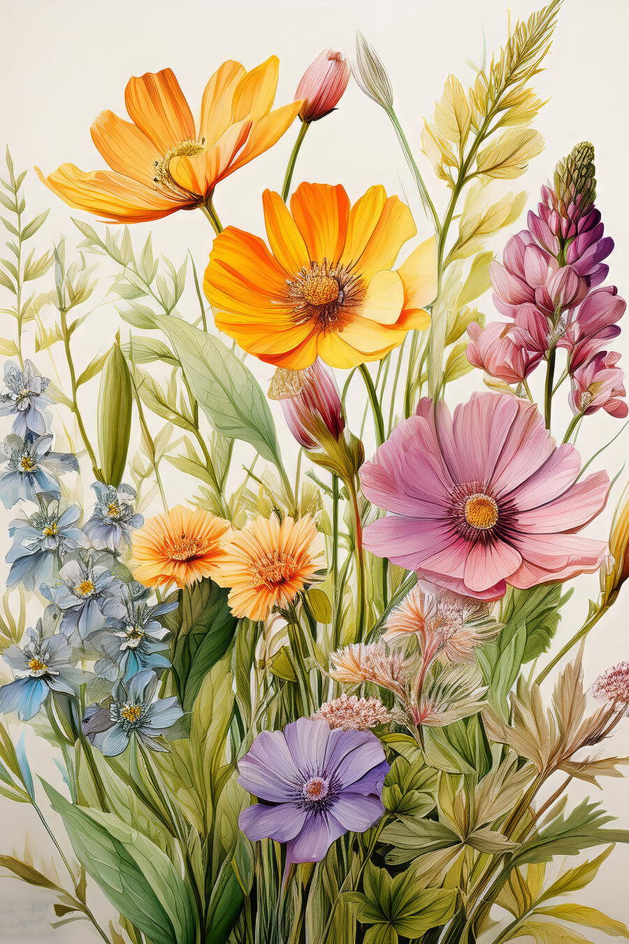 Illustrierte Wildblumen — ganzes Design