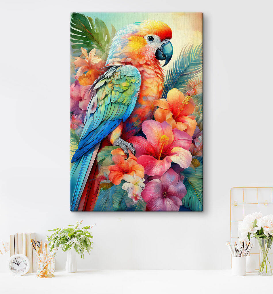 Papagei zwischen Tropenblüten — Interieur 1