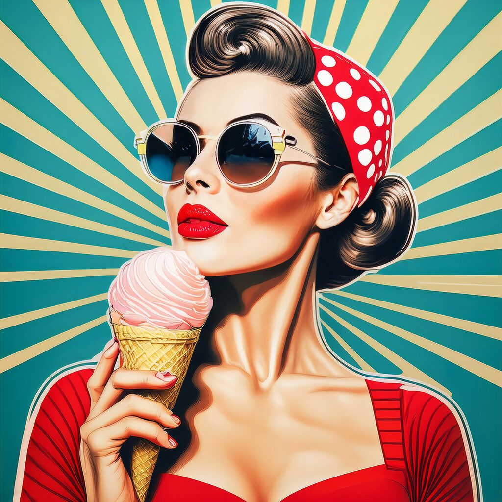 Retroporträt mit Eis — ganzes Design