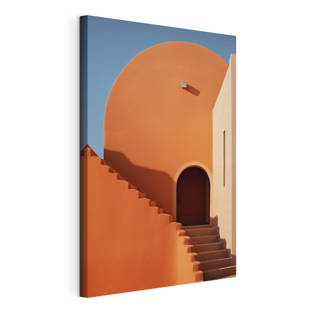 Treppe in Terrakotta, gespannte Leinwand mit umlaufender Kante