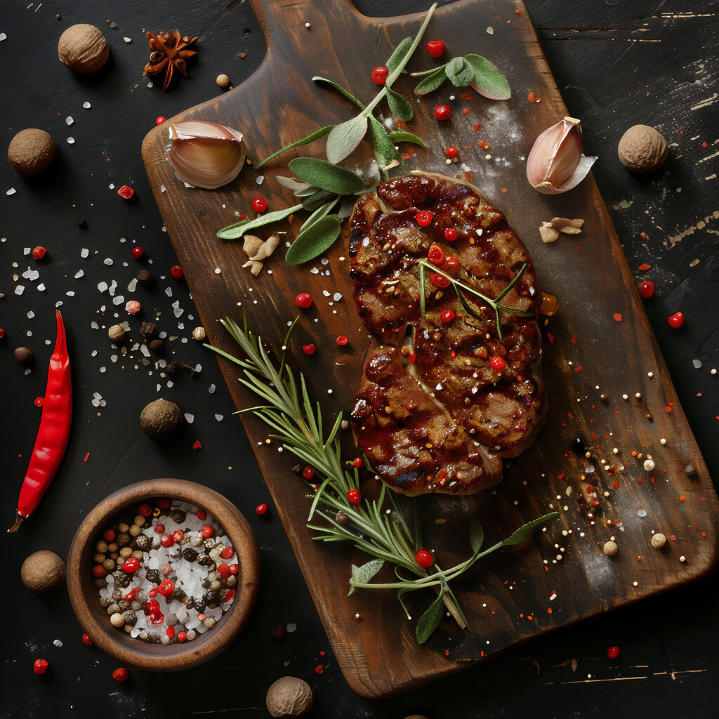 Steak mit Kräutern — ganzes Design